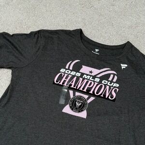 Fanatics Inter Miami 2025 MLS Cup Champions T-Shirt Womens Large Charcoal Pink